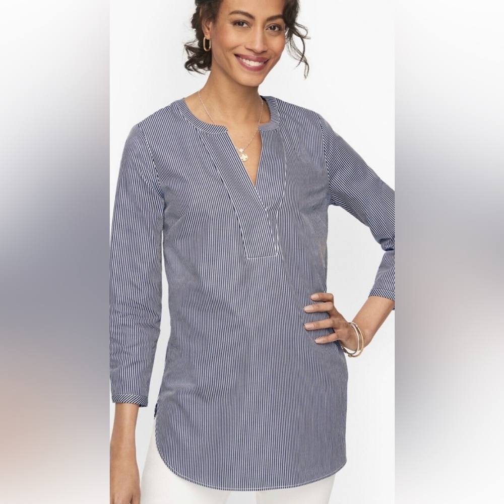 Talbots Black and White Pinstripe Tunic